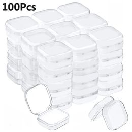 Sieradendozen 100 stuks kleine dozen vierkante transparante plastic doos sieraden opbergdoos afwerking container verpakking opbergdoos voor oorbellen 231218