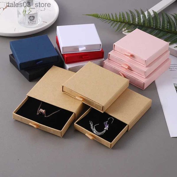 Boîtes à bijoux 10 pièces mince papier Kraft tiroir voyage bijoux emballage boîte carte de voeux collier Bracelet cadeau paquet organisateur boîtes Q231109