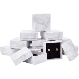 Sieradendozen 12-pack marmer wit kartonnen ring oorbel doos 3x3x14 inch vierkant kraftcadeau met kussen aan de binnenkant 231201