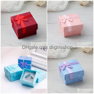 Boîtes à Bijoux 12 Pièces Anneau En Papier Avec Conception De Noeud Pour Boucles D'oreilles 1 Douzaine De Cas Saint Valentin Cadeau En Gros Lots Bk Drop Delivery Pac Dh2Ih