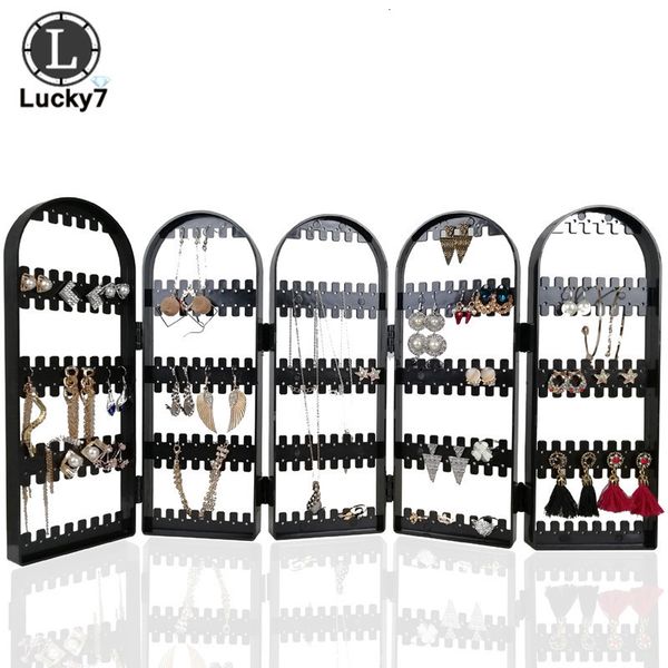 Schmuckschatullen 120/180/240/360 Löcher Kunststoff Klare Ohrringe Ohrstecker Display Rack Klappbildschirm Ohrring Schmuck Display Ständer Halter Aufbewahrungsbox 230606