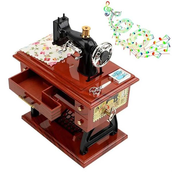 Boîtes de bijoux 1pc mini-cowing machine style music box hand manipane vintage music box box box de Noël