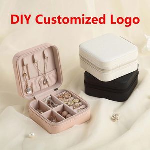 Sieradendozen 2021 Organisator DIY Logo Aangepast Personaliseer Portable Case Lederen opbergdoos Joyeros organisatie de Joyas verpakking Am smtrj