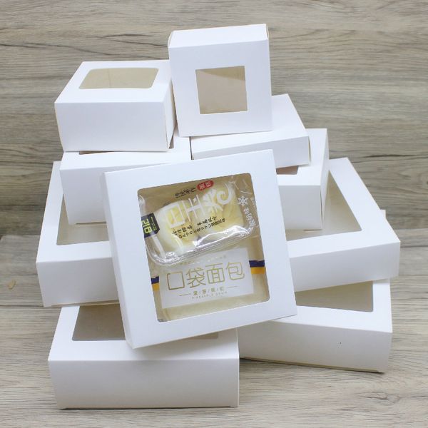 Boîtes à bijoux 20pcs bricolage paquet de cadeaux avec fenêtre whitekraft bijoux paquet boîte gâteau emballage pour mariage maison fête muffin boîte d'emballage 230310