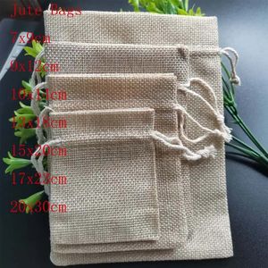 Sieraden Dozen 20 Stuks Veel Jute Zakken Met Trekkoord Verpakking Katoen Linnen Geschenkzakje Kerst Bruiloft Snoep Opbergtas diy 231117