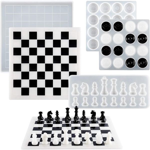Cajas de joyería, 3 uds., molde de resina epoxi de cristal, piezas de tablero de ajedrez internacional, juego de moldes de silicona, herramienta para manualidades hechas a mano DIY 230710