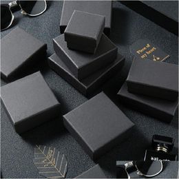Boîtes de bijoux 30pcs Boîte-cadeau Kraft Black Collier de voyage Collier d'oreille Boucle d'oreille Bénégeur d'organisateur avec éponge à l'intérieur Drop Deli DH3H9