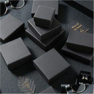 Joyas de joyas 30pcs Negro Kraft Regalo Regalo Cardboard Collar Collar Collar Organizador Caso con esponja interior Drop deli DH3H9