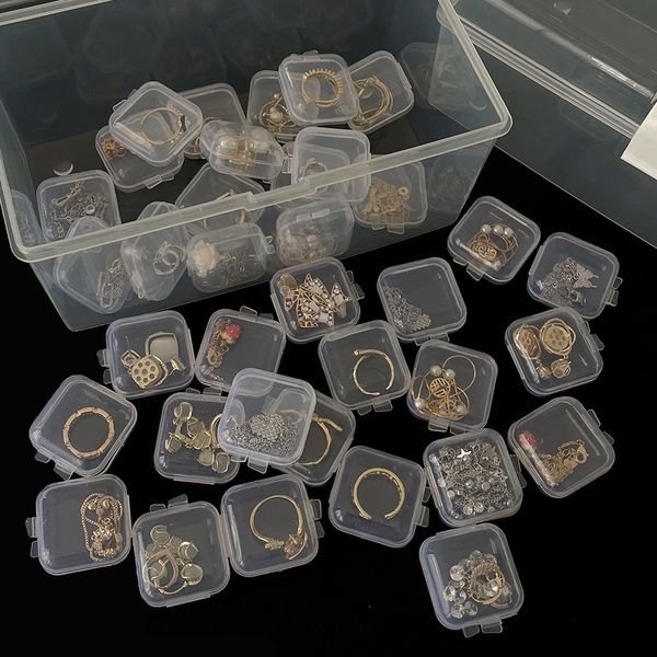 Boîtes à bijoux 424pcs Mini Conteneurs De Stockage En Plastique Boîte Portable Pilule Médicament Titulaire Organisateur Emballage pour Boucles D'oreilles Anneaux 230801