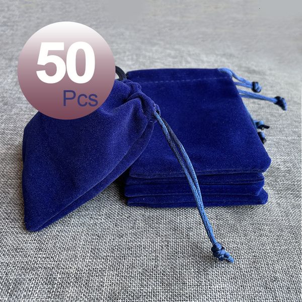 Joyas de joyas 50pcs 7*9cm SXX Blue Flannel Jewelry Regalo Velvet Bag Pouch Fit Original Packaging Box Set 230815