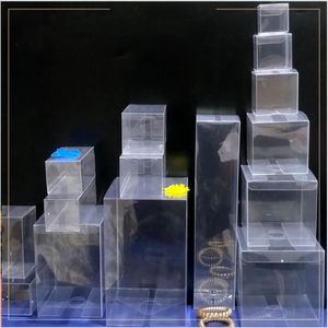 Cajas de joyería 50 Uds. Cajas de PVC transparentes cuadradas generales caja de embalaje de regalo de recuerdo de boda fiesta transparente dulces chocolate juguetes/joyería/cajas de dulces 231115