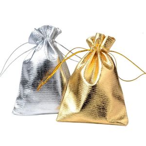 Cajas de joyería 50 unids / lote 7x9 cm 9x12 cm Embalaje ajustable Astilla de oro Tela de papel Cordón Terciopelo Embalaje Bolsas de regalo de boda Bolsas 231019