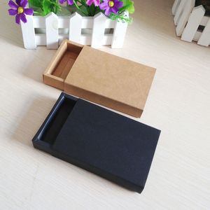 Boîtes à bijoux 50 PCS/Lot boîte-cadeau au détail noir Kraft papier tiroir boîte cadeau artisanat batterie externe emballage boîtes à bijoux en carton 230831