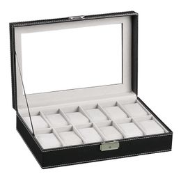 Sieradendozen 6/10/12 slots pols horloge box horloge houder opslagcase organisator pu lederen horloge display doos regalos para hombre 30x20x8cm 230816