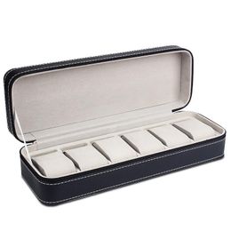 Boîtes à bijoux 6 Slot Watch Box Portable Voyage Zipper Case Collector Stockage Bijoux Noir 311 T2 Drop Delivery 2021 Emballage Affichage Dhzxq