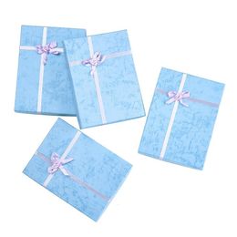 Boîtes à Bijoux 6Pcs Rectangle Emballage Boîte à Bijoux Carton Présent Coffrets Cadeaux Étui avec Fleur et Éponge à l'intérieur Pour Collier 160x120x30mm 230512