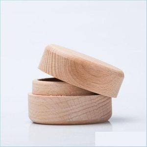 Sieradenboxen Beech Wood kleine ronde opbergdoos retro vintage ring voor bruiloft natuurlijke houten juwelierszaak 136 u2 drop levering 202 dhdr1