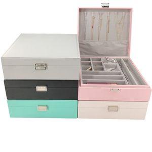 Sieradendozen Box Organizer Double Layer Case Reisopslag voor vrouwen Meisjes Gift / groen amwdg