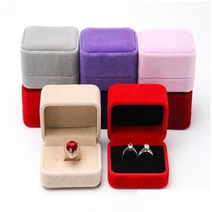 Sieradendozen Box Veet Double Ring Case Earring Display Organizer Holder Gift Package For Engagement Drop Delivery Packaging Otl25