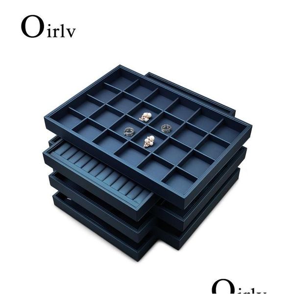 Boîtes à bijoux Boîtes OIR 12/24 Grilles Plateau à bijoux Bague bleue Collier Présentoir Bracelet en cuir Emballage Organisateur Drop Livraison J Dhmlu