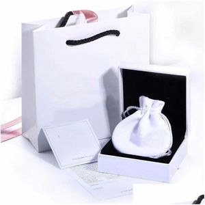 Otyuo – boîtes à bijoux de marque, emballage de Bracelet blanc adapté à la bague à breloque européenne originale, boîte-cadeau Fine, affichage de livraison directe