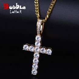 Boîtes à bijoux bulle lettre croix collier pour hommes pendentif couleur or cuivre matériel Hip Hop bijoux 231219