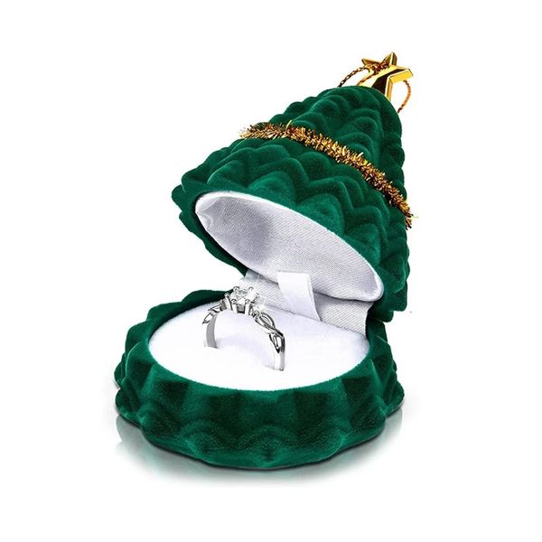 Cajas de joyería Caja de anillo de árbol de Navidad Caja de anillo de adorno Caja de anillo de compromiso Cajas de joyería de Navidad para propuesta Compromiso Decoración de boda 231219
