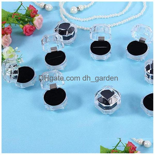 Boîtes à bijoux Bague en plastique transparent Boucles d'oreilles Affichage Pendentif Perles Organisateur de stockage Emballage Boîte cadeau 3 couleurs Drop Deliver Dhgarden Dhhnn