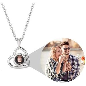 Boîtes à bijoux Projection personnalisée Po Collier personnalisé Pet Po Pendentif Chaîne Pet Memorial Cadeau Anniversaire Cadeau Saint-Valentin 231216