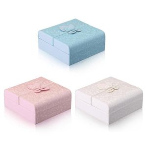 Cajas de joyería Lindo Rosa Blanco Azul Organizador de cuero Titular Contenedor Ataúd Caja de almacenamiento Mujeres Anillos Pendientes Joyas Gota Dhgarden Dhpho