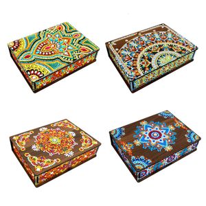 Boîtes à bijoux DIY diamant peinture boîte à bijoux boîte en bois Mosaïque Broderie Point De Croix kits Anneau Bijoux Boîte De Rangement pour cadeaux petite amie 230616