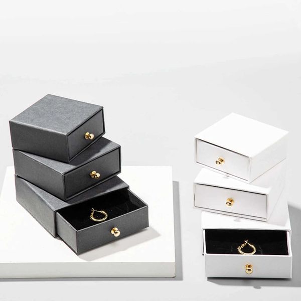 Boîtes de bijoux Der Kraft en papier bijoux Boucles d'oreilles Collier de rangement Boîte de mariage Boîte de cadeaux Organisateur de bijoux haut de gamme