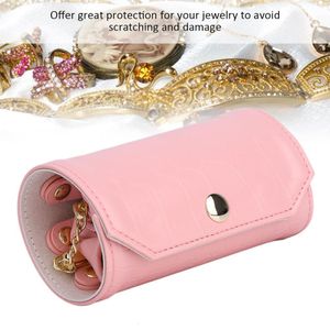 Sieradendoosjes Elegante Pu-leer Draagbare Opbergtas Oproltas Organizer Voor Reizen Roze Kettingen Ketting Oorbellen Horloge Armband Houder 230621