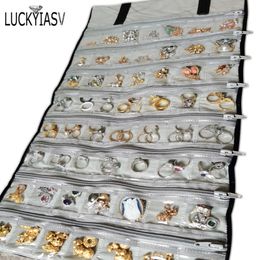 Sieradendozen mode zwart fluwelen ritsjuwelen met sieraden tas voor sieraden ring oorbellen Organisator opbergzak draagbare ketting weergave Cases 230211