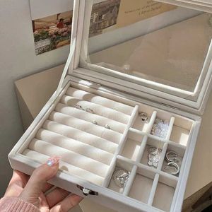 Sieradendozen mode draagbare fluwelen sieraden ring sieraden display organisator box lade rek oordring sieraden opslag organizer kast display