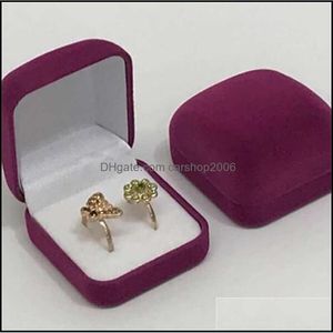 Cajas de joyería Moda Pequeño Rojo Negro Azul Veet Bloqueado Paquete de joyería Caja Caja Insertar Anillo Stud Pendientes Almacenamiento Embalaje Caja de regalo Dhkju