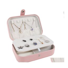 Boîtes à bijoux Mode Voyage Organisateur Boîte De Rangement Fille Portable Pu En Cuir Boucle D'oreille Bague Collier Bijoux 16X11X5Cm Drop Deli Otqgr