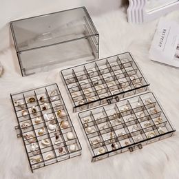 Boîtes à bijoux à la mode trois couches boîte Transparent noir grande capacité en plastique stockage bijoux pour femmes 231019