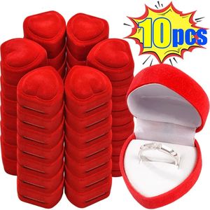 Sieraden Dozen Massaal Rood Hartvorm Ring Oorbellen Vitrines Houder Geschenkdoos Bruiloft Teller Verpakking Ringen 231019