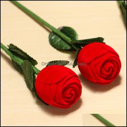Sieradendozen cadeau trouwdozen roosvormige ringdoos mini schattige rode draagkoffers voor ringen display sieraden verpakkingen89 q2 dro dhm7e