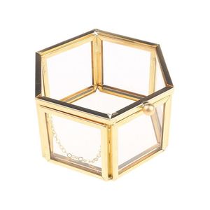 Sieradendozen glas heldere vintage juwelenbox gouden geometrische sieraden display organisator 230512