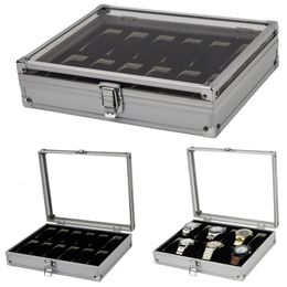 Sieradendozen handmand slots aluminium legering display horloge doos organisator sieraden opslagcase transparant horloge -kist caja para relojes 230816