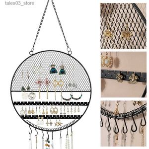 Boîtes à bijoux support de boucle d'oreille suspendu organisateur de bijoux mural crochets d'affichage en forme de grille pour boucles d'oreilles colliers bracelets support rond noir Q231109