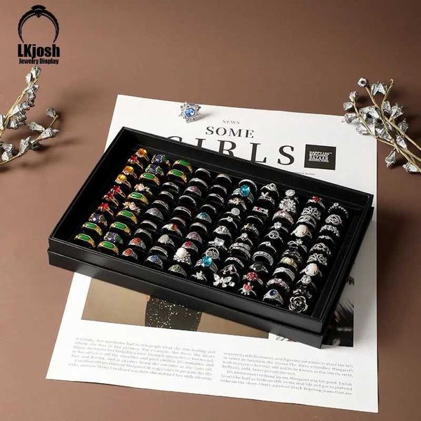 Boîtes bijoux High End 100 Slot Slots Bonques d'oreilles Boucles d'oreilles Boîte de rangement de bijoux Boîte d'affichage Affichage des boucles de manchette