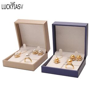 Boîtes à bijoux de haute qualité en cuir bague boîte cadeau paire boucles d'oreilles collier bracelet bijoux organisateur conteneur 2023 231011