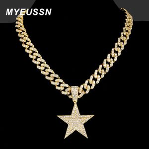 Sieraden Dozen Hip Hop Goud Kleur Mannen Vijfpuntige Ster Hanger Ketting Iced Out Strass Ster Hanger Ketting voor Vrouwen Charme bijoux Gift 231219