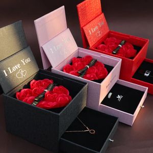 Sieraden Dozen I Love U Hart Rose Geschenkdoos Voor Vrouwen Vriendin Kerstcadeaus In Mode Romantische Ketting Ring 231201