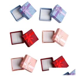 Cajas de joyería Caja de papel para almacenamiento de joyas Colores Mti Anillo Pendiente Embalaje Cajas de regalo para aniversarios Cumpleaños Joyería de entrega directa