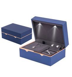 Cajas de joyería Luz LED Organizador de joyas Caja Anillo Collar Pulsera Pendiente Conjunto Caja Conjunto de joyas de boda Caja de almacenamiento 231108