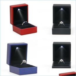 Cajas de joyería Caja de anillo con luz LED Pendiente Paquete de regalo de boda Exhibición de joyería Luces de embalaje Creatived Case Holder 164 R2 Drop De Dhxgt